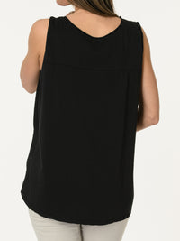 Camisole noire à motifs de fleurs argentées