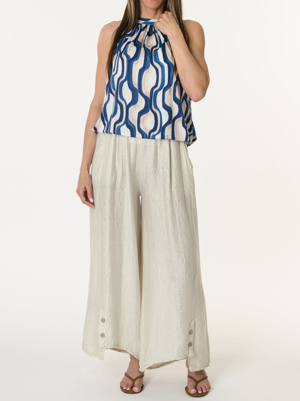 Camisole à col montant avec imprimé géométrique rétro