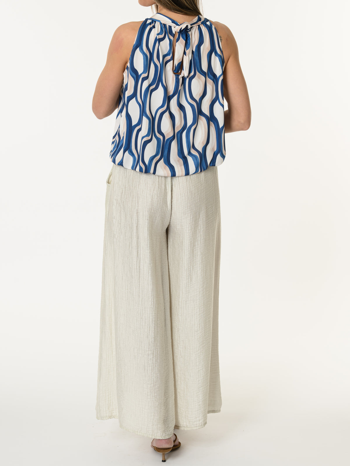 Camisole à col montant avec imprimé géométrique rétro