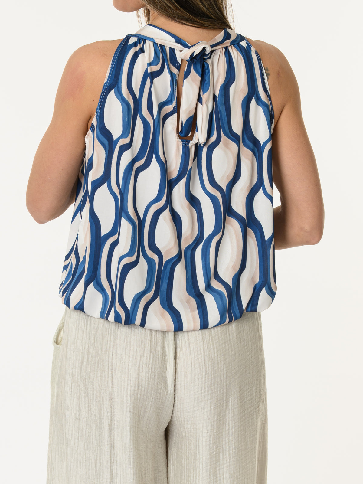 Camisole à col montant avec imprimé géométrique rétro