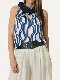 Camisole à col montant avec imprimé géométrique rétro