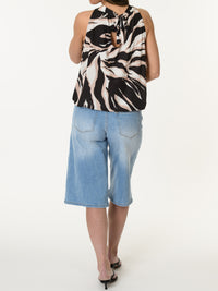 Camisole à col montant avec imprimé noir et beige