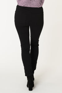 Pantalon noir patchwork à taille élastique