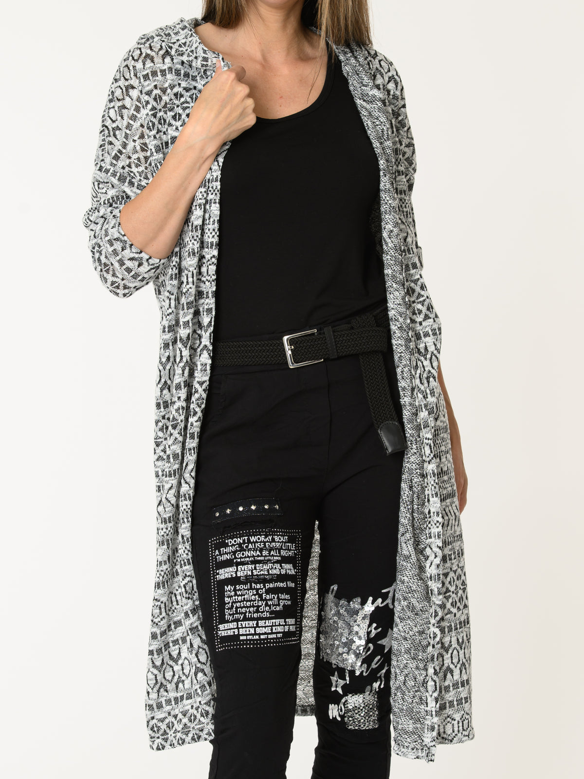 Veste à capuche avec imprimé de formes géométriques