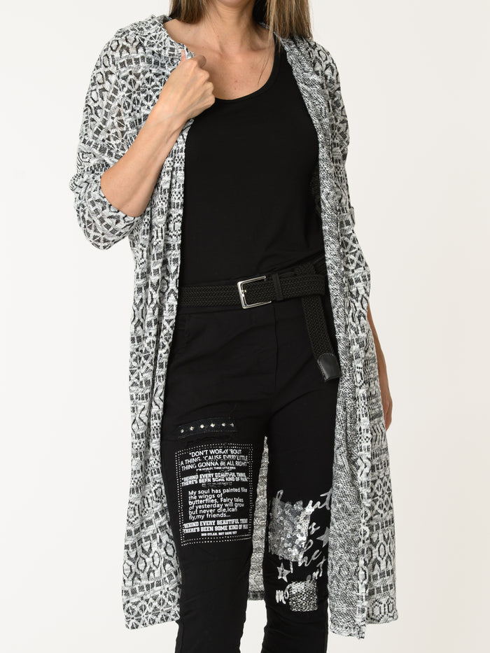 Veste à capuche avec imprimé de formes géométriques