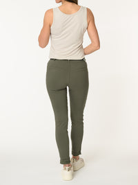 Pantalon skinny kaki avec ceinture