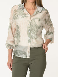 Chemise semi-transparente avec imprimé de paisleys