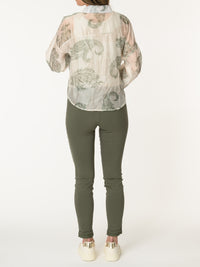 Chemise semi-transparente avec imprimé de paisleys