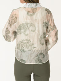 Chemise semi-transparente avec imprimé de paisleys