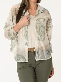 Chemise semi-transparente avec imprimé de paisleys