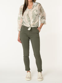 Chemise semi-transparente avec imprimé de paisleys