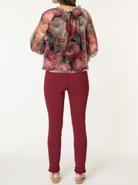 Blouse en tulle avec imprimé floral et manches à volants