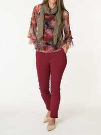 Blouse en tulle avec imprimé floral et manches à volants