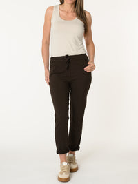 Pantalon brun à taille élastique