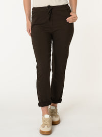 Pantalon brun à taille élastique