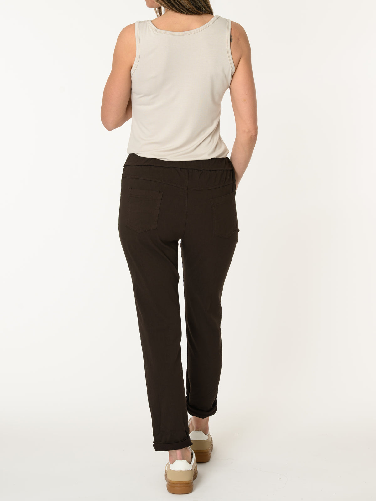 Pantalon brun à taille élastique