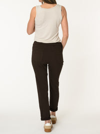 Pantalon brun à taille élastique