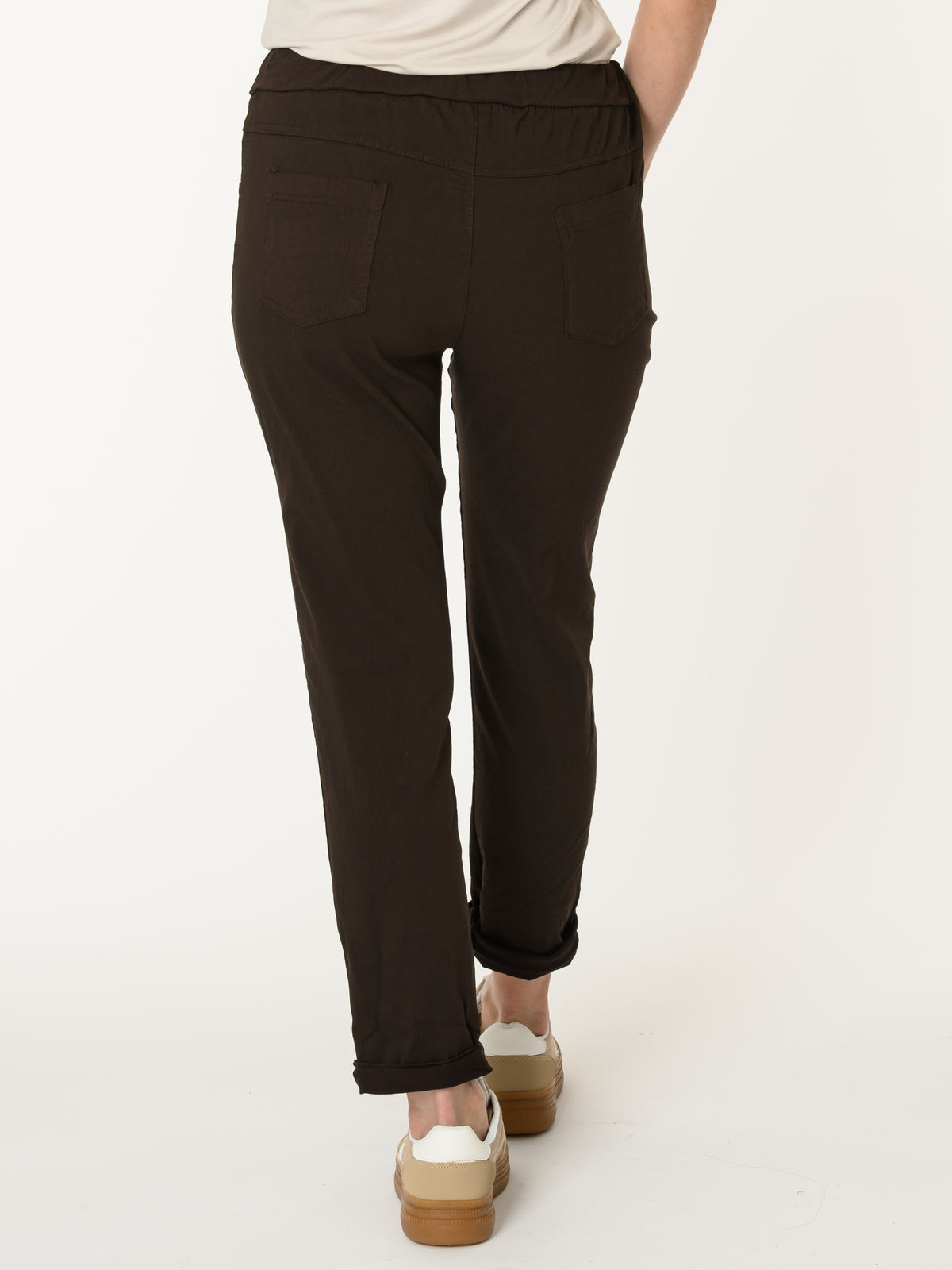 Pantalon brun à taille élastique