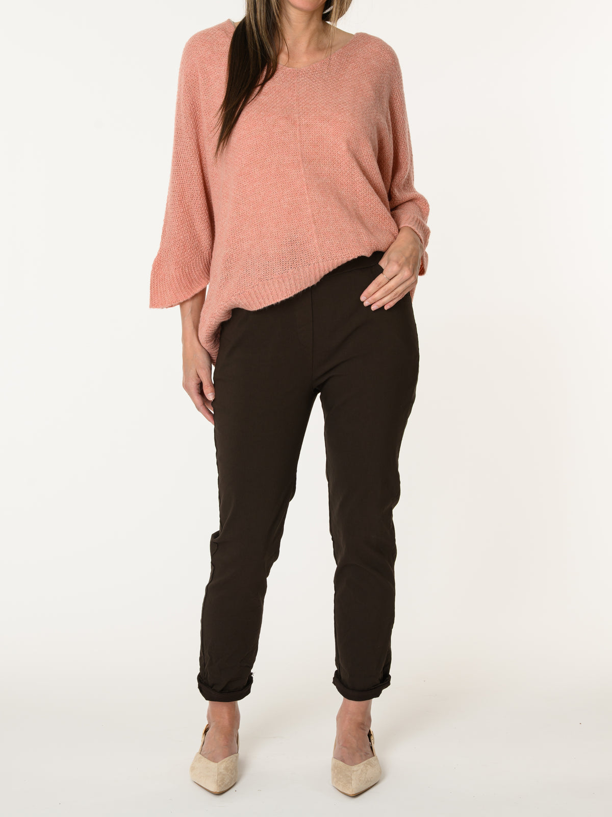 New - Chandail rose pâle en tricot