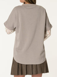 Chandail moka avec manches en dentelle