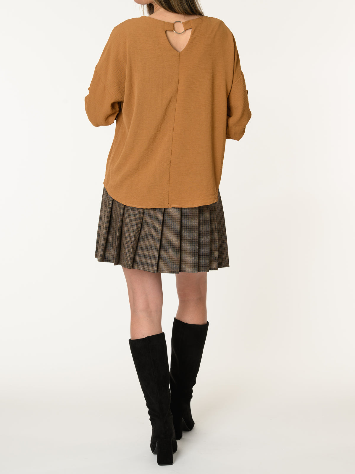 Blouse camel à manches 3/4