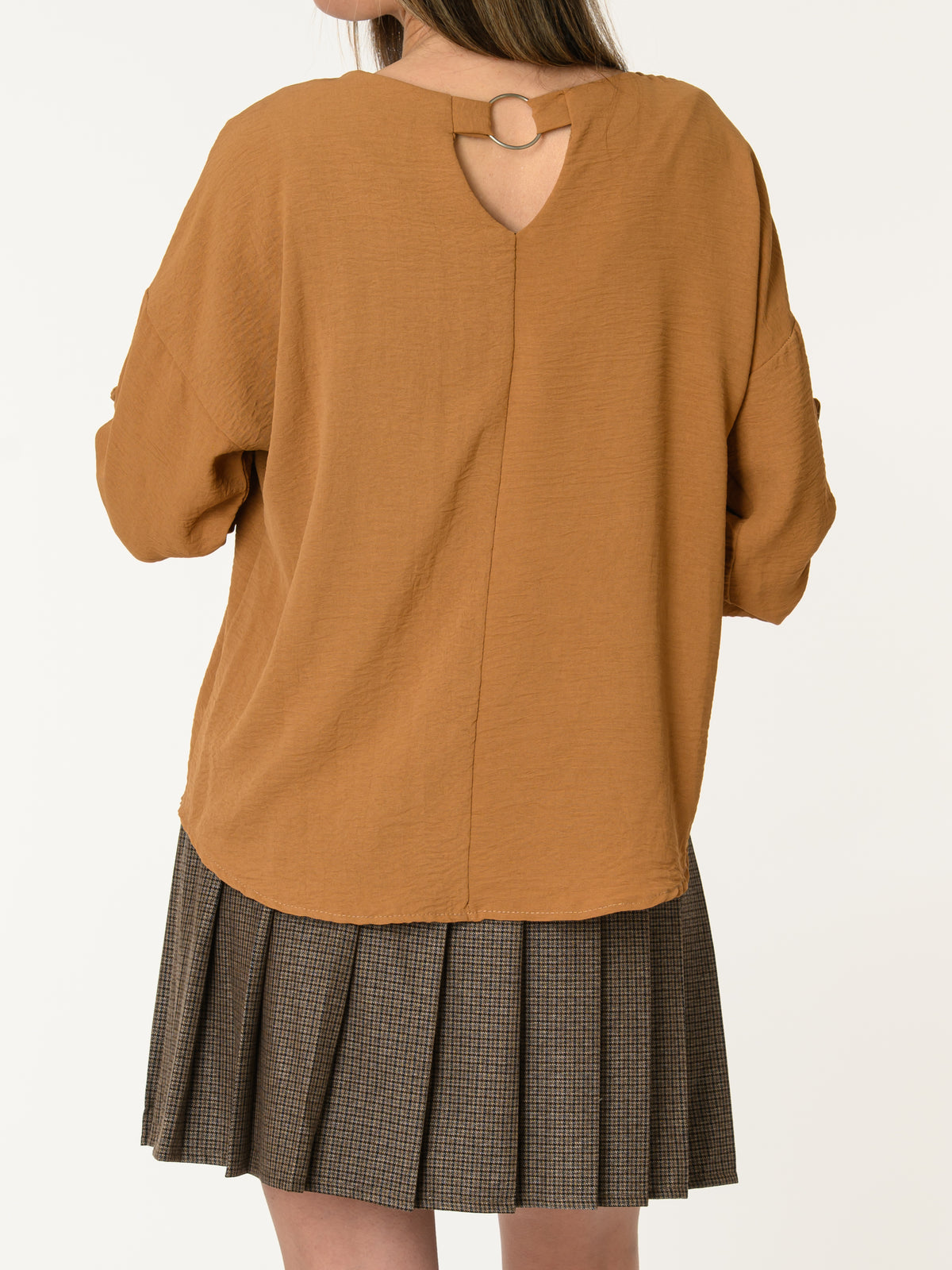 Blouse camel à manches 3/4