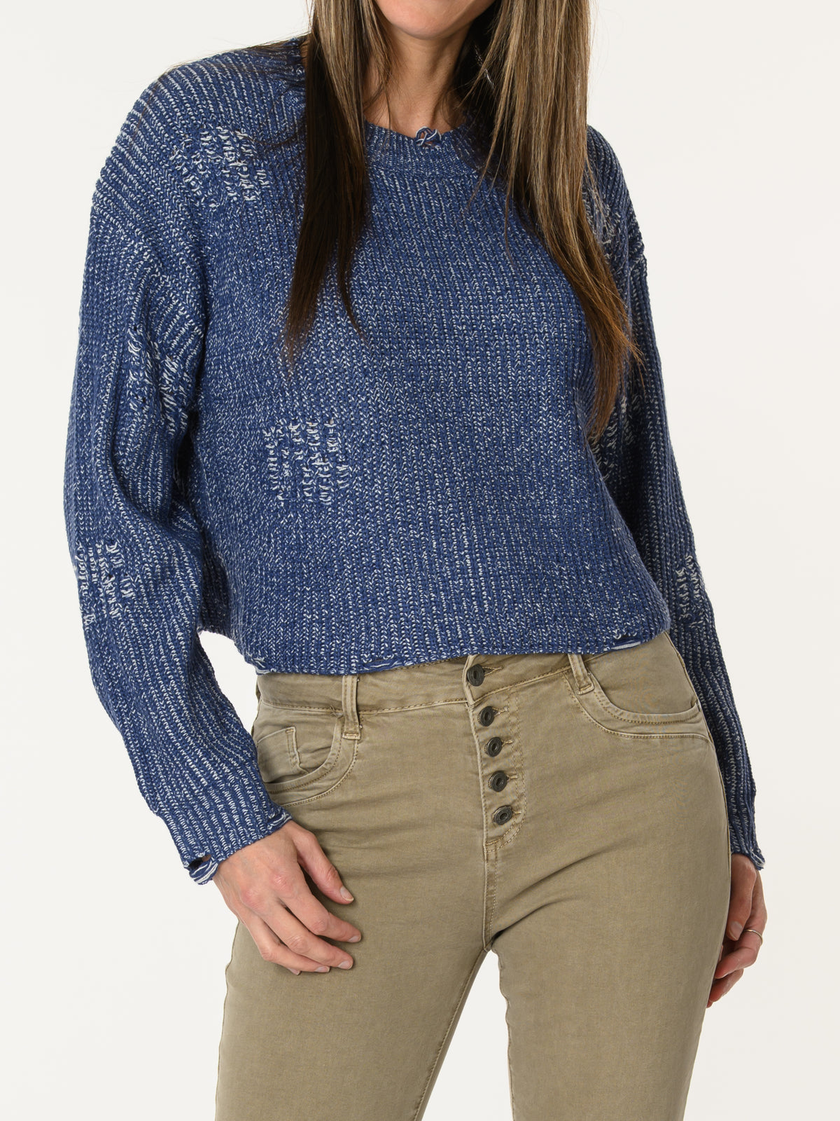 Chandail bleu décontracté en tricot