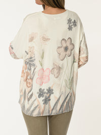 Chandail blanc crème avec imprimé floral multicolore