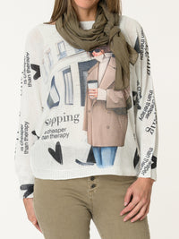 Chandail blanc avec imprimé de femme chic