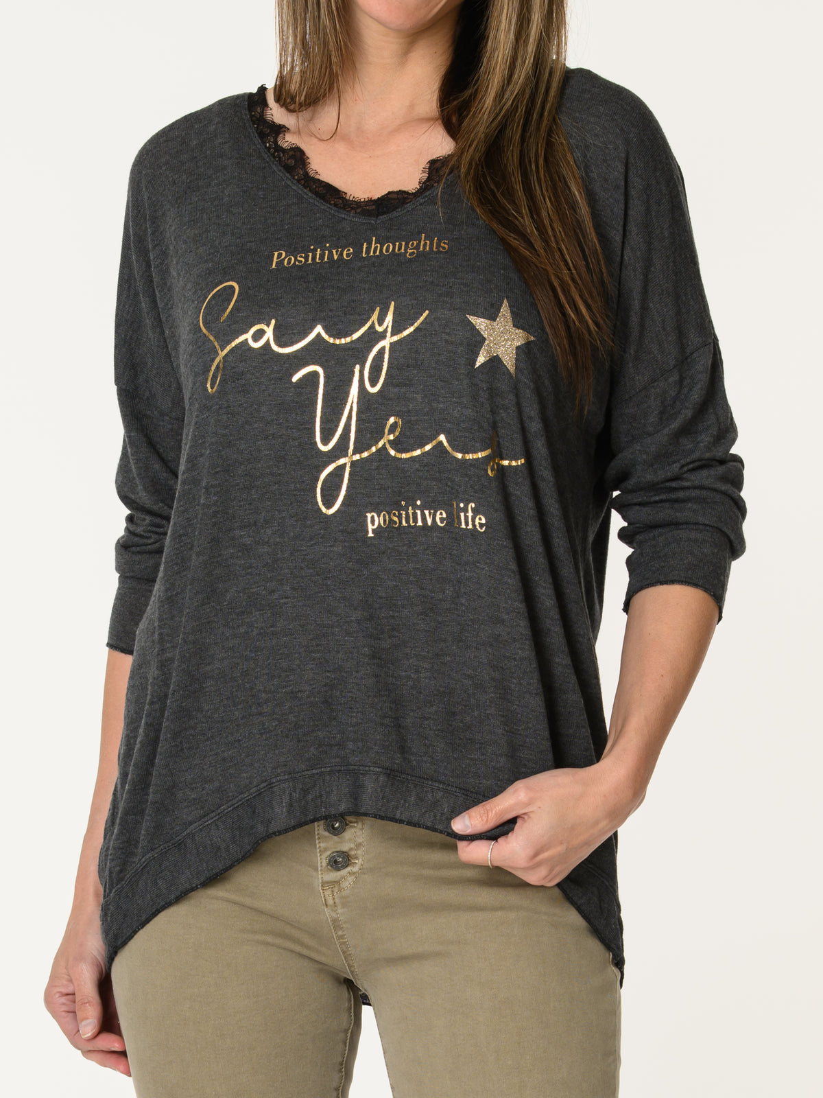 Chandail gris ''Positive Thoughts''