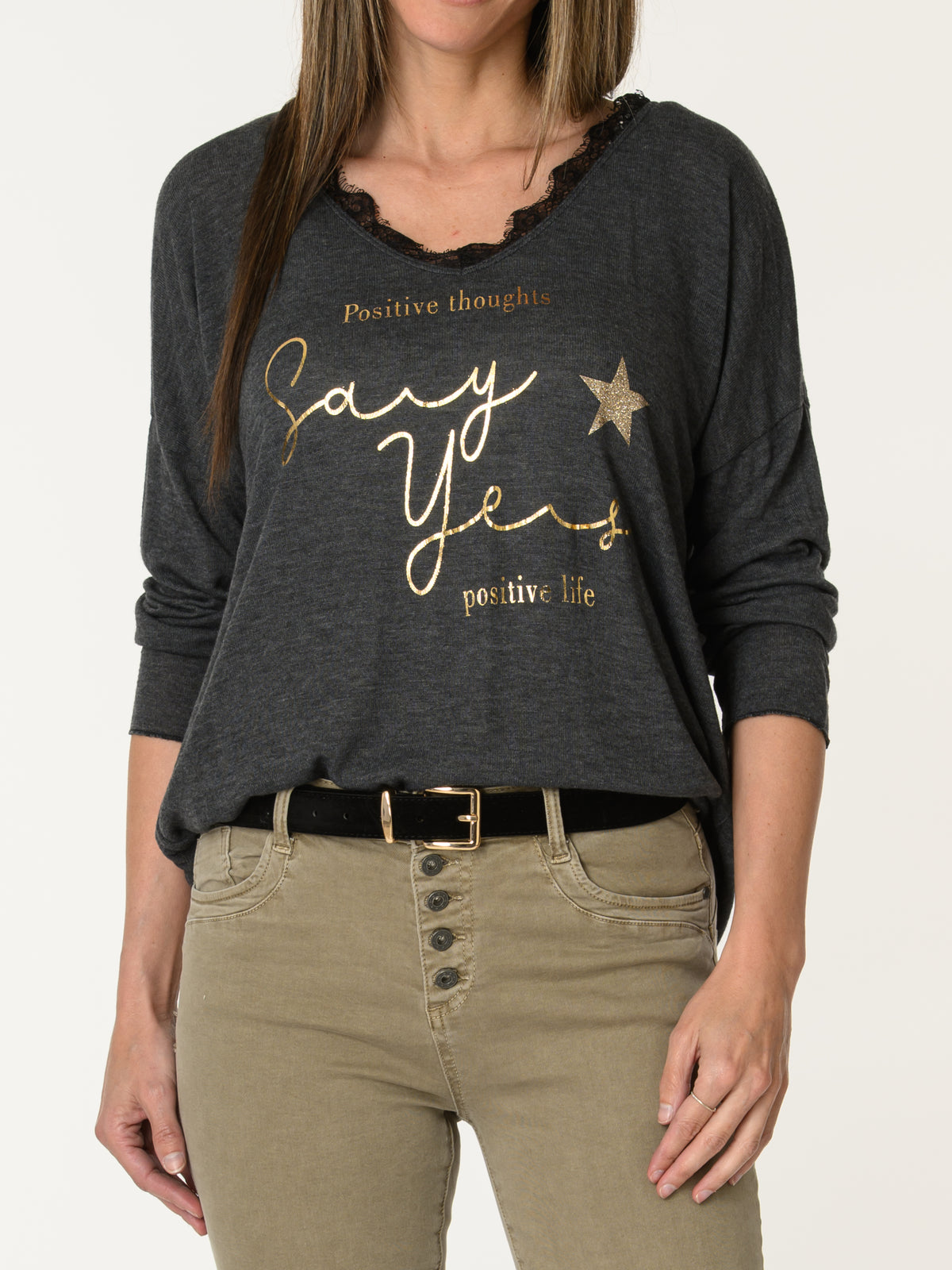 Chandail gris ''Positive Thoughts''