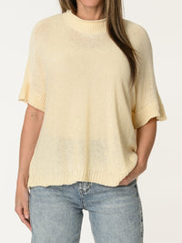 Chandail beige uni à manches courtes