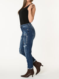 Prévente 15 septembre - Jeans boyfriend avec patchwork