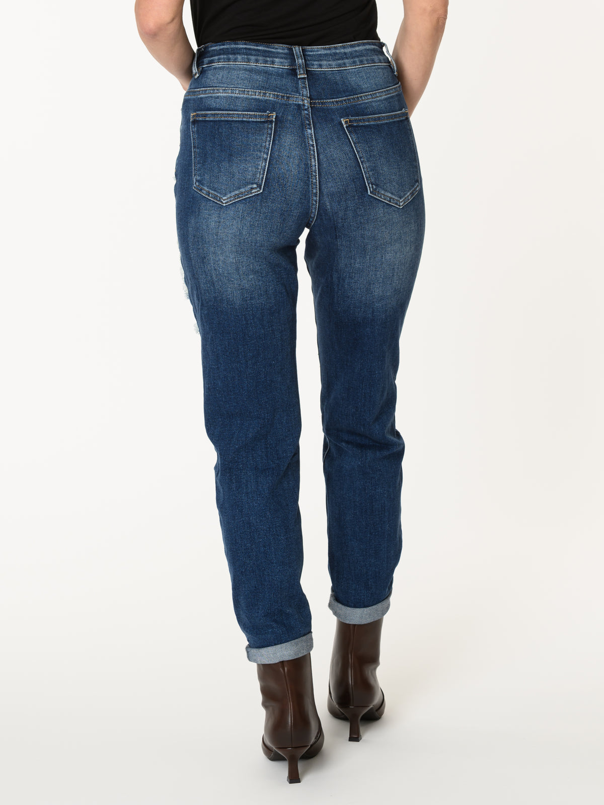 Prévente 15 septembre - Jeans boyfriend avec patchwork