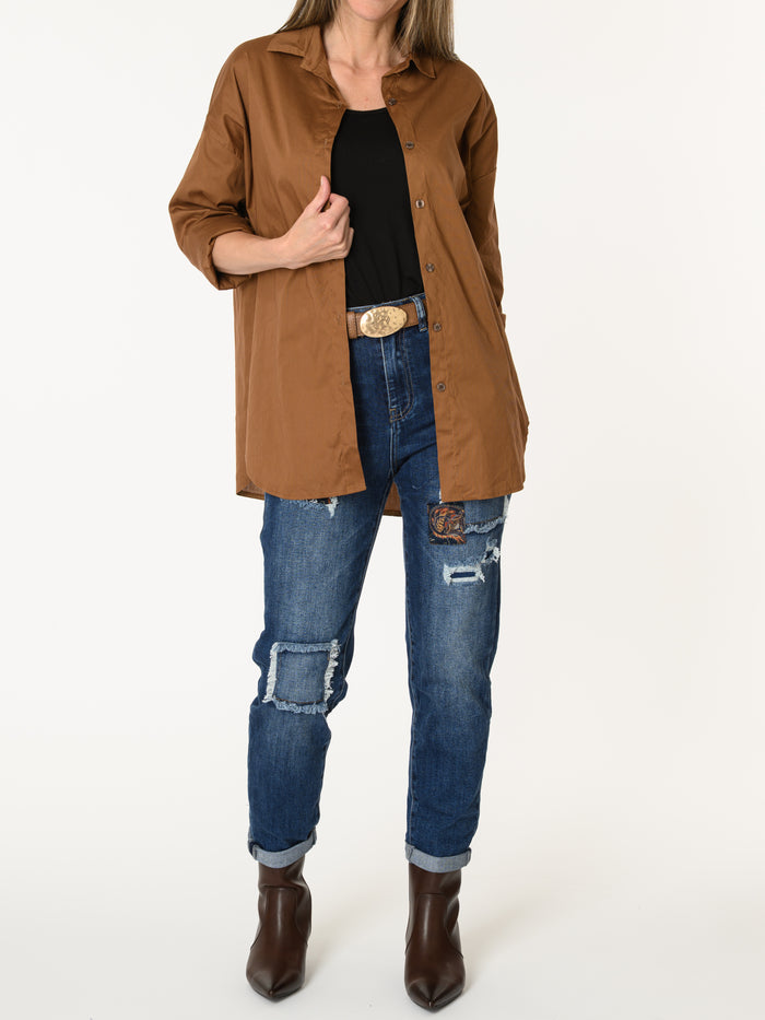 Chemise camel à manche longue