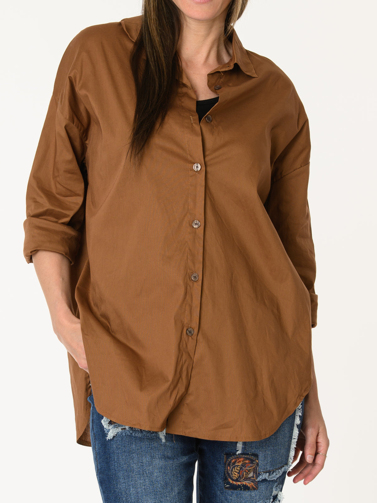 Chemise camel à manche longue