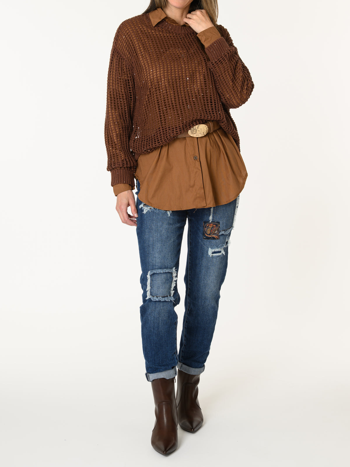Chemise camel à manche longue