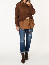 Chemise camel à manche longue