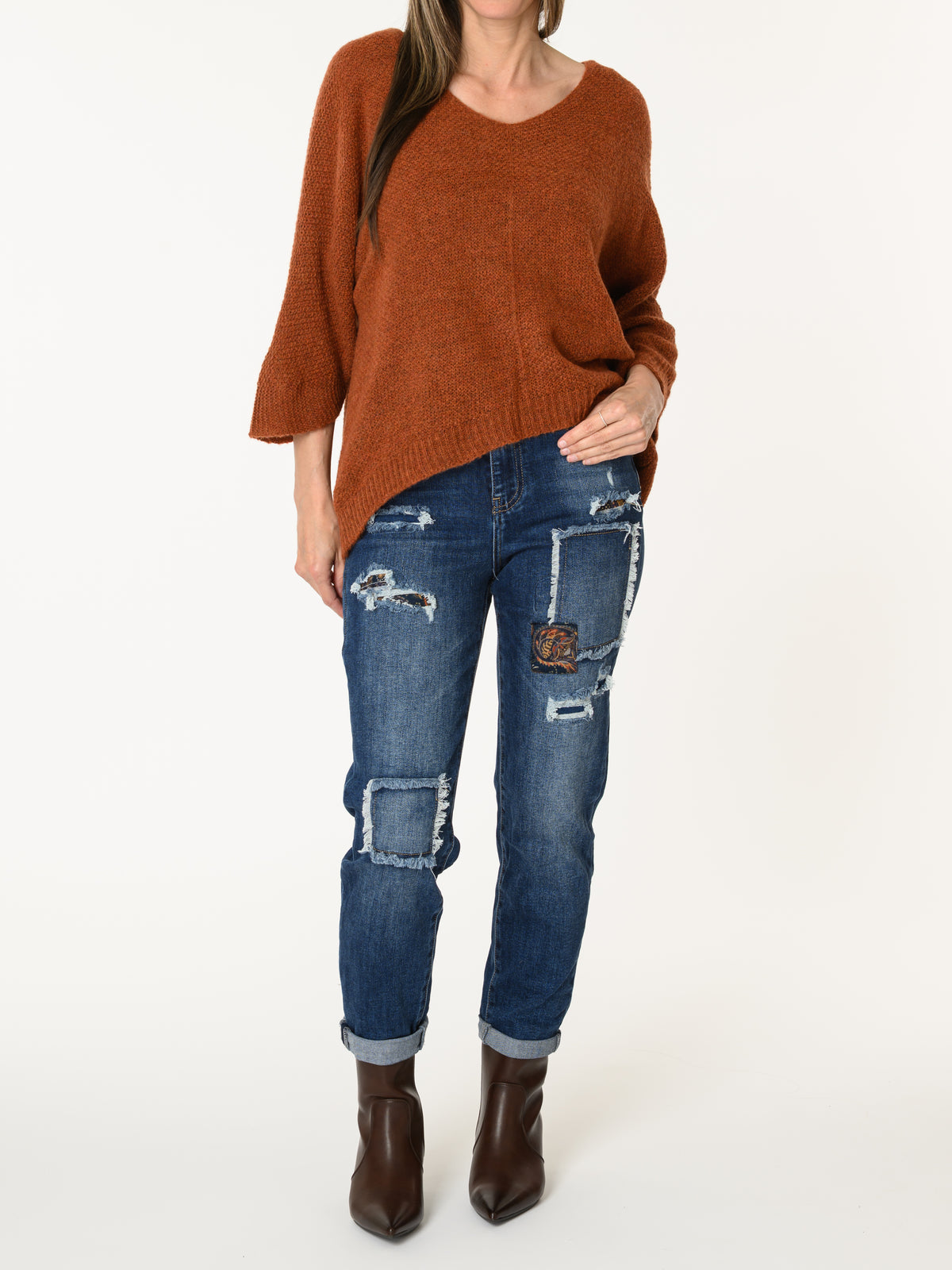 Chandail orange brique en tricot