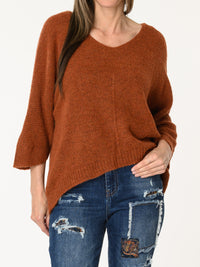 Chandail orange brique en tricot