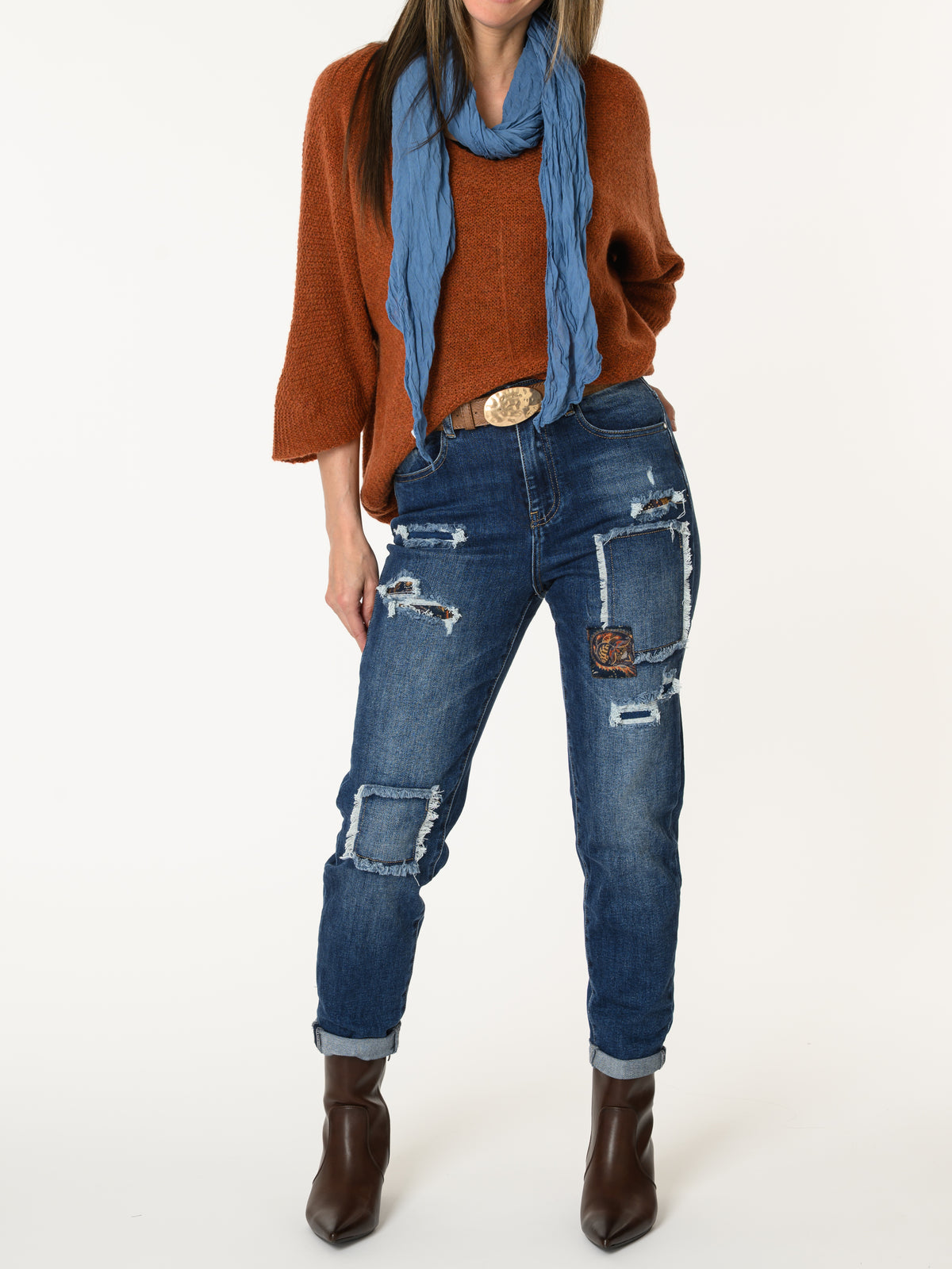 Chandail orange brique en tricot