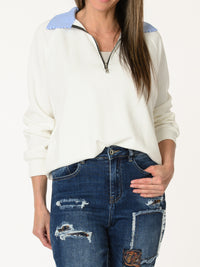 Chandail blanc avec col chemise