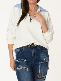 Chandail blanc avec col chemise