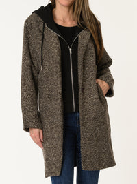 Manteau texturé beige, brun et noir