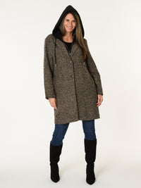 Manteau texturé beige, brun et noir