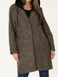 Manteau texturé beige, brun et noir