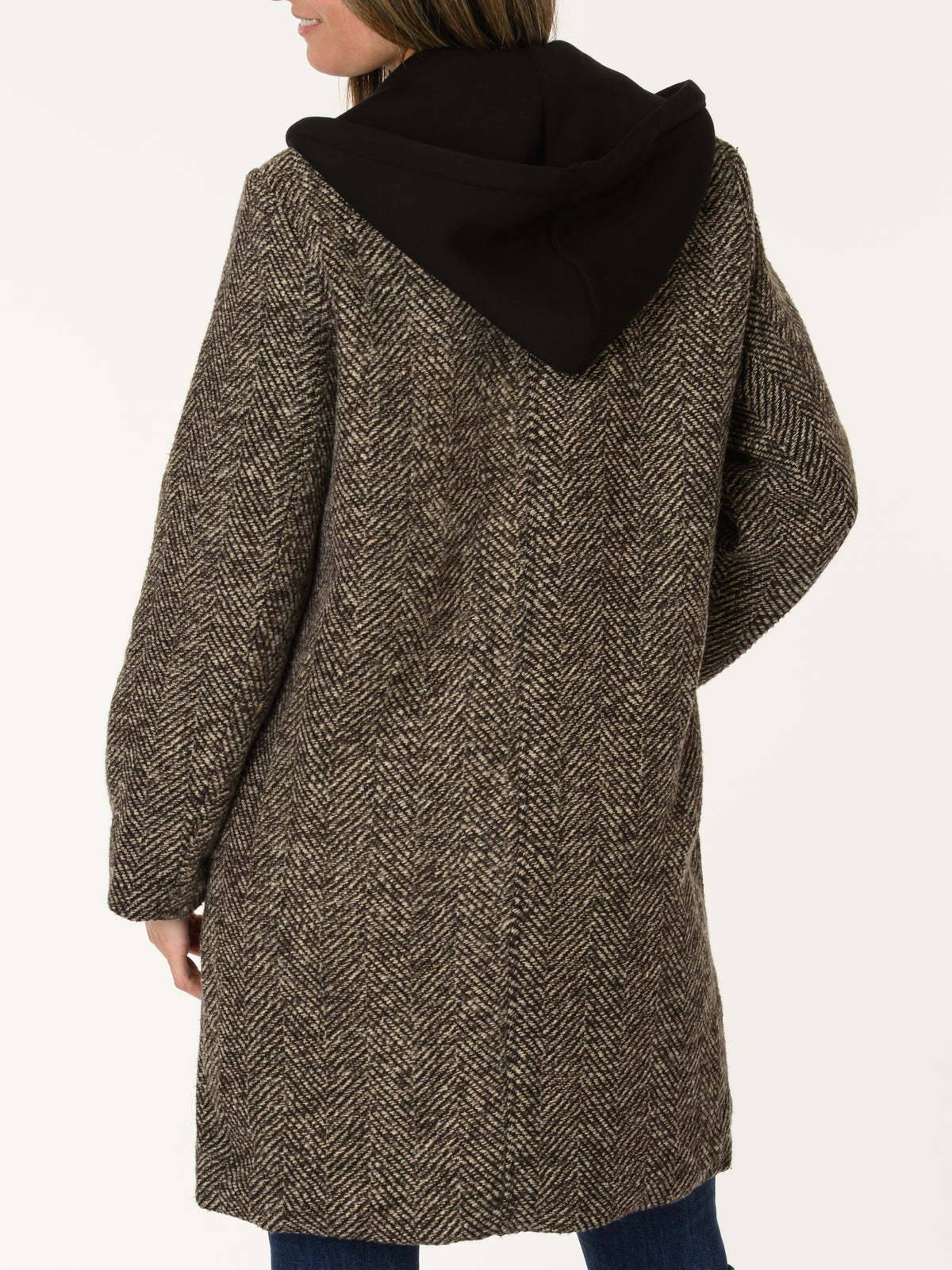 Manteau texturé beige, brun et noir