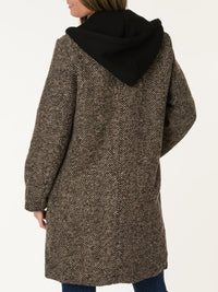 Manteau texturé beige, brun et noir