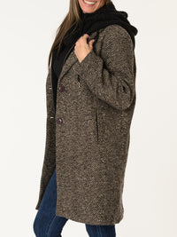 Manteau texturé beige, brun et noir