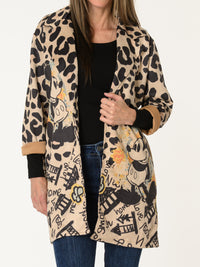 New - Veste beige léopard avec imprimé de Mickey Mouse